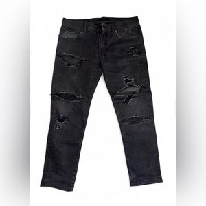 J Brand Men's Black Distressed Straight Leg Jeans